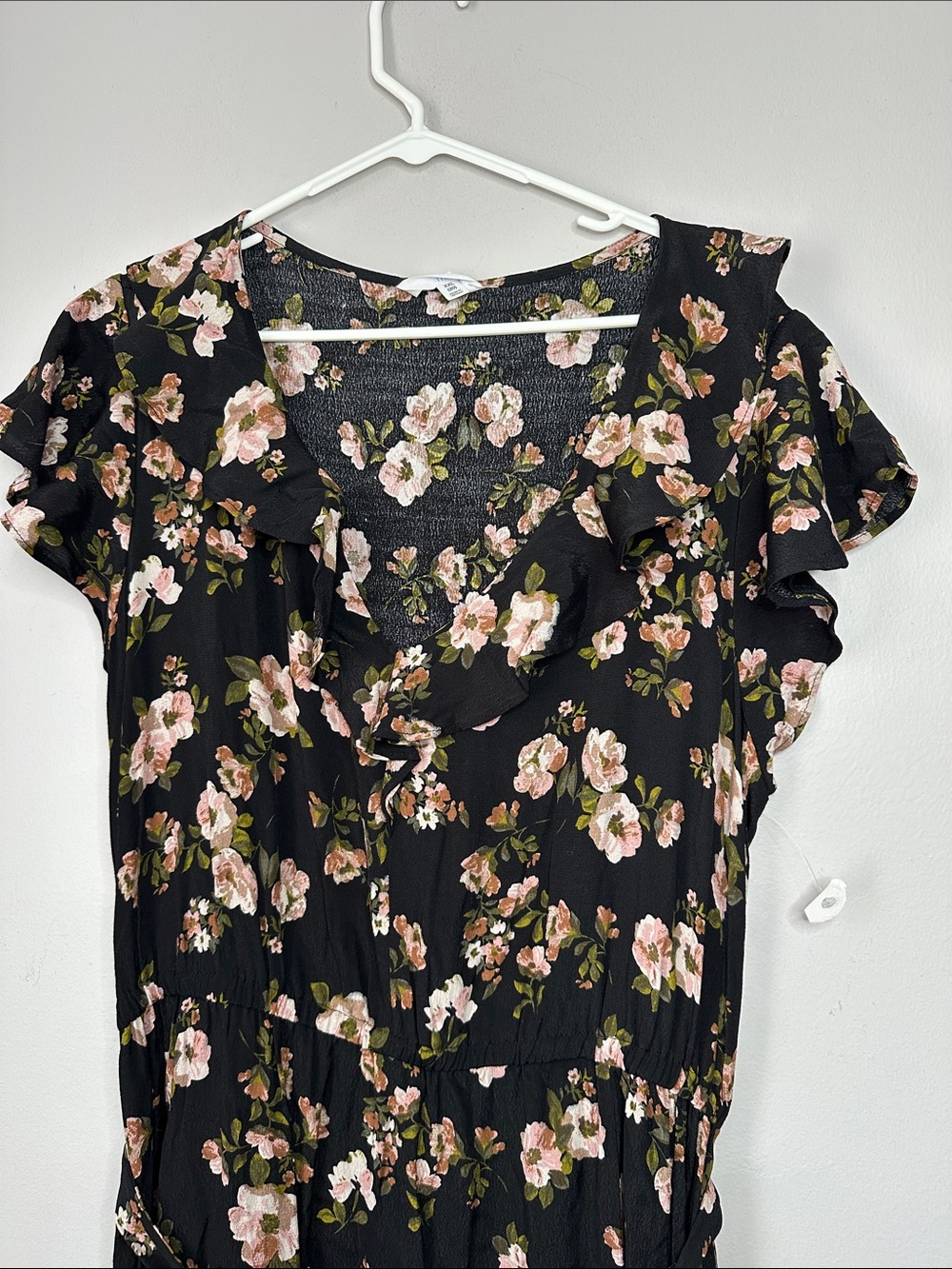 Black Floral Ruffle Midi Dress - Women's size XXL 20 - Picture 7 of 11